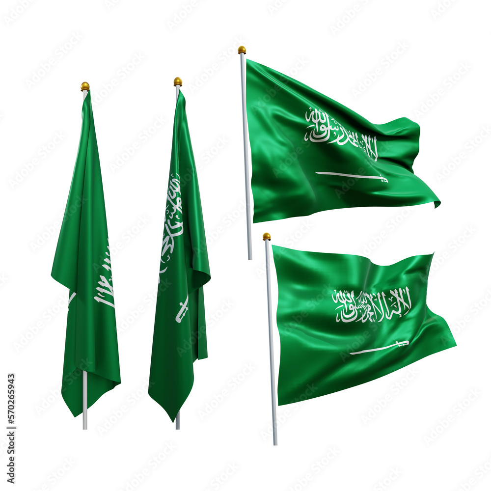3d rendering middle east saudi arabia flag fluttering and no fluttering stockpack adobe stock| وظائف مجموعة الشايع الدولية للجنسين برواتب مجزية في السعودية