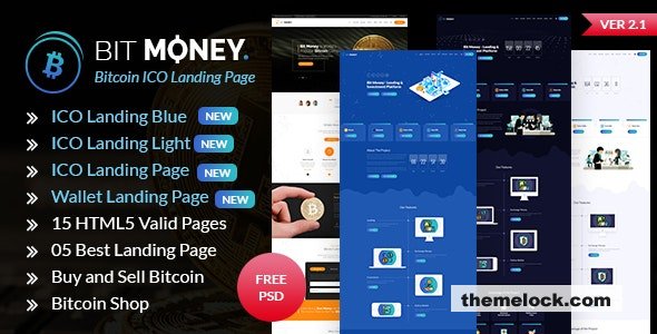 Bit Money v21 Bitcoin Cryptocurrency ICO Landing Page HTML| Bit Money v2.1 - Bitcoin Cryptocurrency ICO Landing Page HTML Template