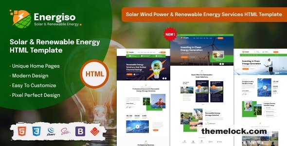 Energiso Solar Technology Renewable Energy HTML Template| Energiso v1.3.1 - Solar & Renewable Energy WordPress Theme