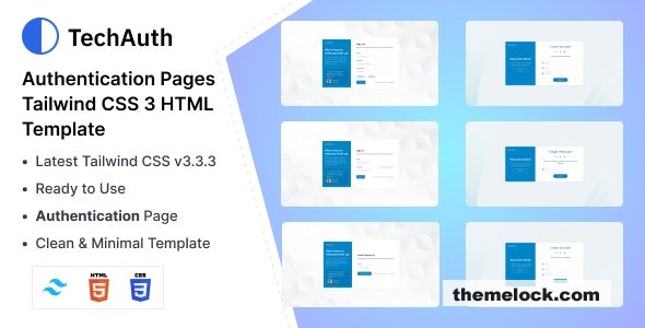TechAuth Auth Pages Tailwind CSS 3 HTML Template| TechAuth - Auth Pages Tailwind CSS 3 HTML Template
