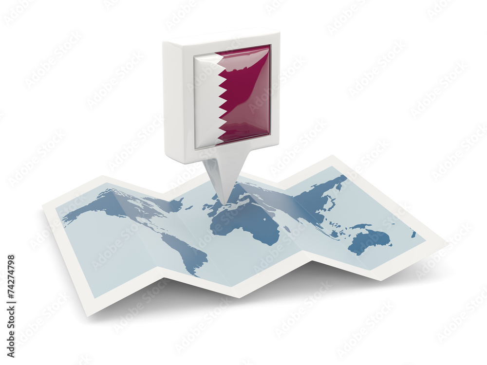 square pin with flag of qatar on the map stockpack adobe stock| وظائف شركة الملاحة القطرية تخصصات هندسية وأخرى برواتب مغرية