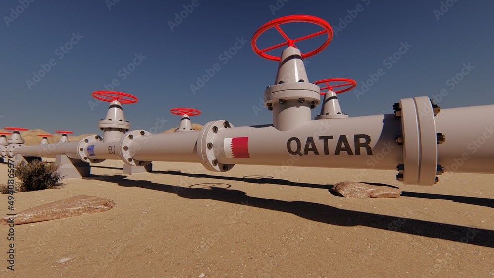 the gas pipeline with flags of qatar and eu 3d rendering stockpack adobe stock| وظائف فندق هيلتون في الدوحة قطر يطلب عدة تخصصات متنوعة برواتب مجزية