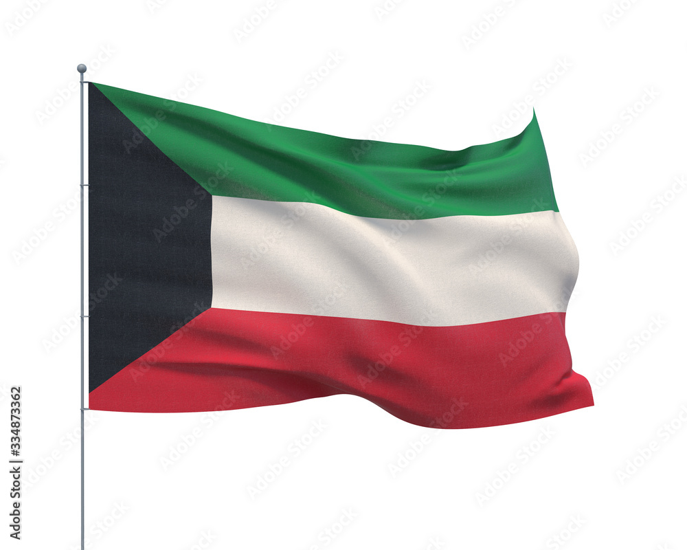 waving flags of the world flag of kuwait isolated on white background 3d illustration stockpack adobe stock| وظائف المحاماة في الكويت مطلوب للتعيين الفوري لدى مكتب محاماة كبير براتب مجزي