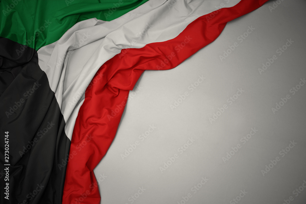 waving national flag of kuwait on a gray background stockpack adobe stock| وظائف ادارية وهندسية وفنية شاغرة تطلبها الحكومة الكويتية لجميع الجنسيات